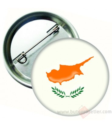 Kıbrıs Cumhuriyeti Bayrağı  İğneli Metal 58 mm Rozet
