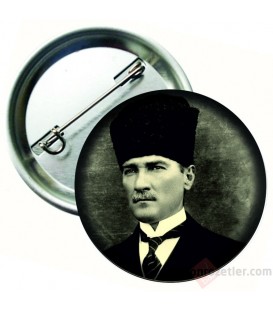 Atatürk Kalpaklı Siyah Beyaz Yaka Rozetleri