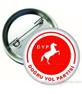 DYP Logolu İğneli Metal Yaka Rozeti 44 mm