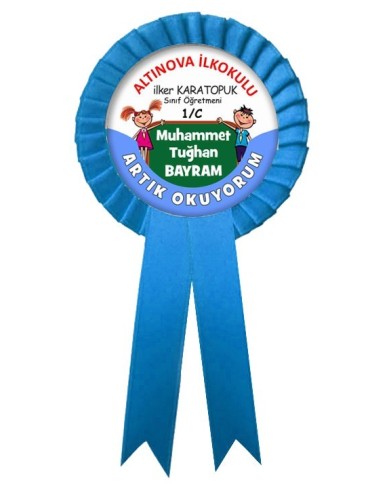 İsimli  Kurdeleli Papyonlu Okuma Bayramı Rozetli