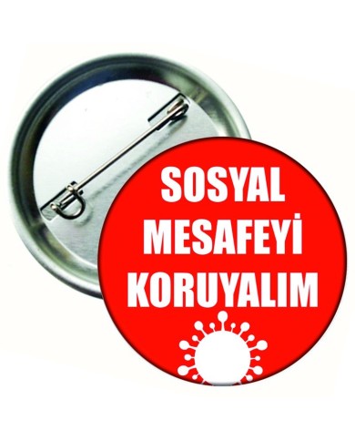 Sosyal Mesafeyi Koruyalım Metal Rozet