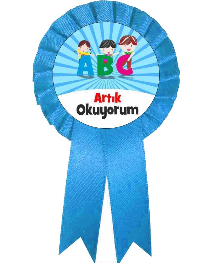  Artık Okuyorum  Mavi Kurdaleli  Rozeti Erkek Öğrenci