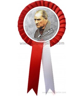 Atatürk  İmzalı Saten Kokart Kırmızı