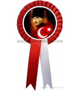 Atatürk Yaka Kartı Kalpaklı Kırmızı