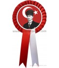 Atatürk  Saten Yaka Kokartları Kalpaklı Kırmızı
