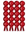 Türk Bayrağı  Metal Rozetli Saten Kokart