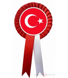 Kokart Türk Bayrağı  Saten Yaka Kartı