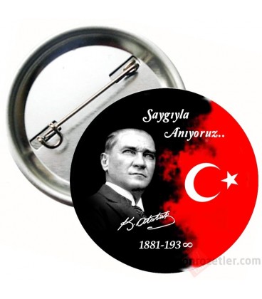  10 Kasım Atatürkü Anma Günü Rozeti Bayraklı