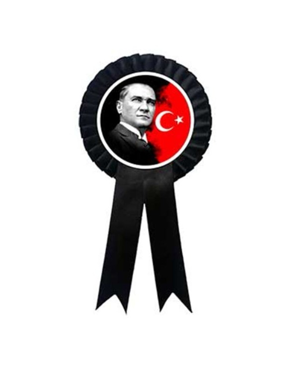 10 Kasım Atatürk Görselli Saten Yaka Rozeti Kurdele