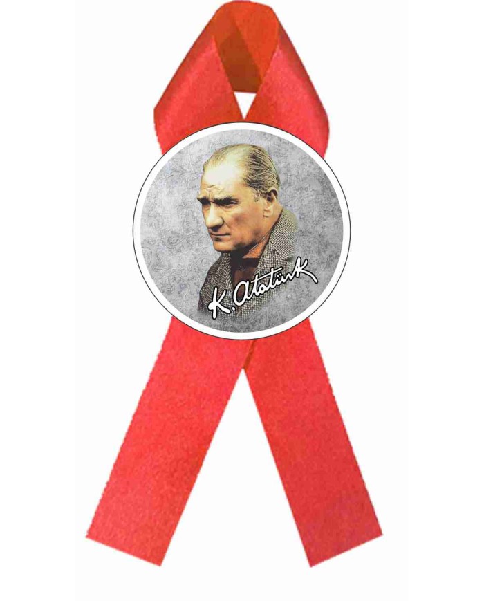 Atatürk Portresi İmzalı Fiyonk Rozet Kırmızı Atatürk Portresi İmzalı Fiyonk Rozet Kırmızı