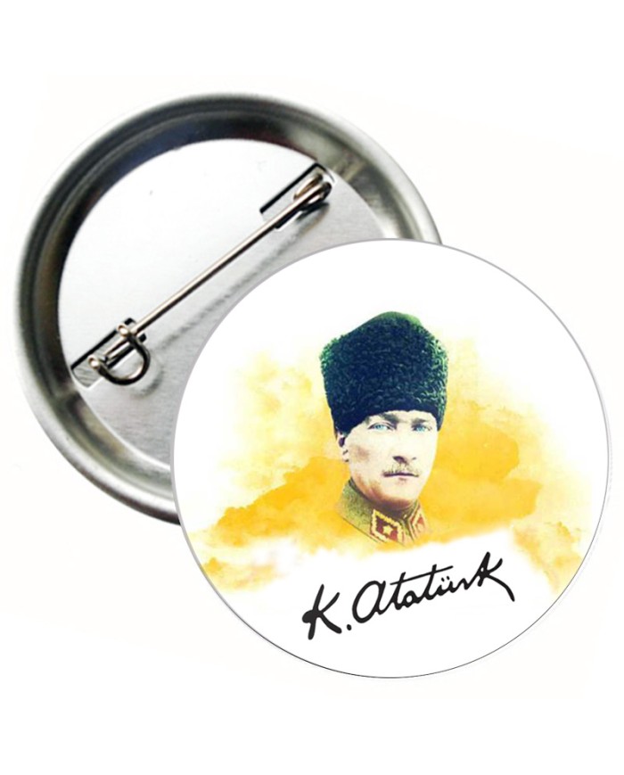 Atatürk Kalpaklı ve İmzalı Yaka Rozeti Atatürk Kalpaklı ve İmzalı Yaka Rozeti