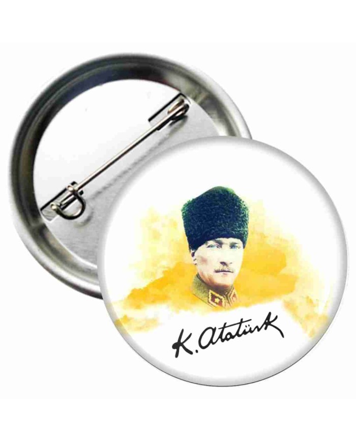 Atatürk Rozeti Kalpaklı ve İmzalı  44 mm Atatürk Rozeti Kalpaklı ve İmzalı  44 mm