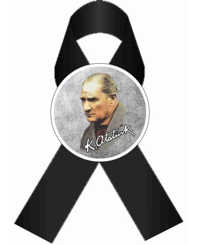 Atatürk Rozeti İmzalı Kurdaleli Siyah Atatürk Rozeti İmzalı Kurdaleli Siyah