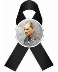 Atatürk Rozeti İmzalı Kurdaleli Siyah Atatürk Rozeti İmzalı Kurdaleli Siyah