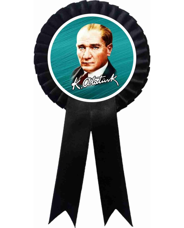 Atatürk Saten Yaka Kokartları Siyah