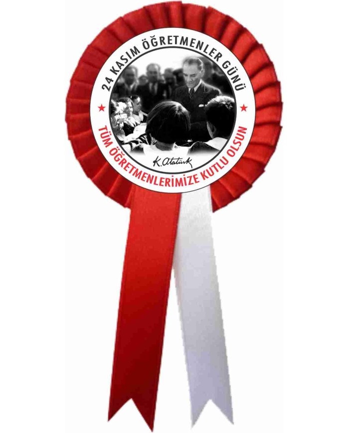24 Kasım Öğretmenler Günü Kırmızı Kokart