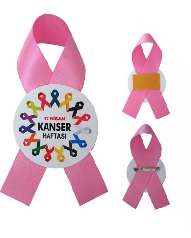 Pembe Kurdale Kanser Haftası  Karton Baskılı Rozet