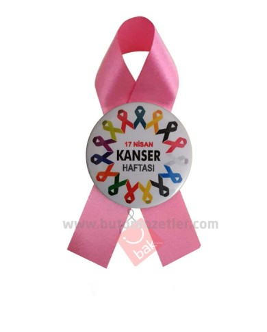 Kanser Haftası Pembe Metal Rozetli Kurdaleler