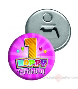 Happy Birthday Magnet Açacak Pembe