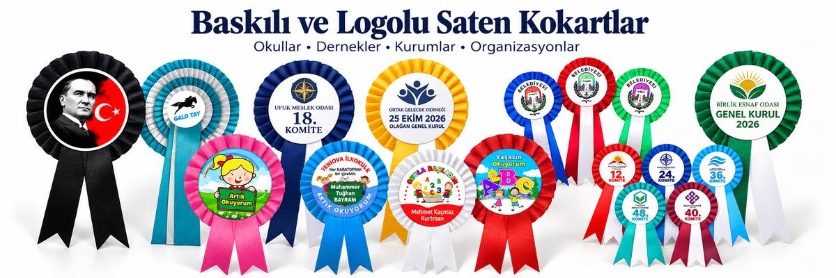 Baskılı ve logolu saten kokartlar